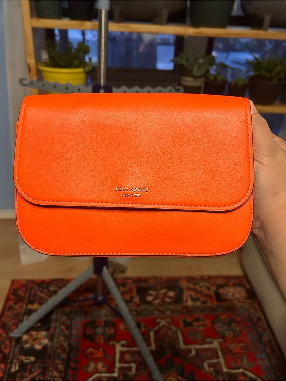 kate spade Bright Orange Leather Flap Crossbody Bag